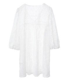 earth music&ecology パフスリーブ楊柳刺繍チュニック