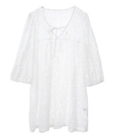 earth music&ecology パフスリーブ楊柳刺繍チュニック