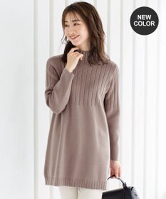 Tiaclasse 【洗える】 もっちり柔らかいハーフリブニットチュニック