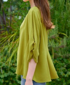 Tiaclasse 【洗える】麻調タックブラウス