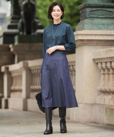 J.PRESS LADIES 【洗える】シュリンクデシン ジオメトリックプリント ブラウス