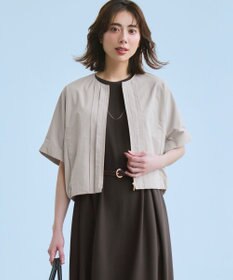 23区 L ライトタイプライター フロントタック ショートブルゾン ベージュ系