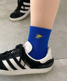 WEGO カラーロゴ刺繍アンクルパイルソックス