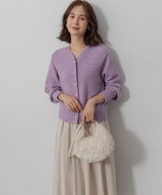 組曲 【加藤ローサさん着用 / 前後着用可】スパンコールヤーン カーディガン