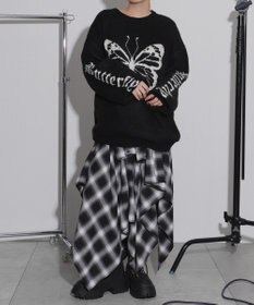 WEGO モチーフグラフィックフラッフィーニットプルオーバー