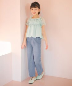 ANY KIDS 【一部店舗/WEB先行販売アイテム】【洗濯機可能】刺繍 ワイドデニムパンツ