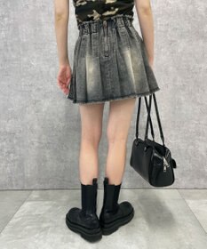 WEGO ヴィンテージウォッシュデニムプリーツスカパン