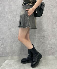 WEGO ヴィンテージウォッシュデニムプリーツスカパン