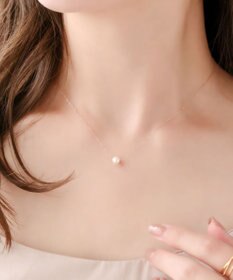 Phoebe 【K10RG】ワンドロップパールビジューネックレス/全長:40cm