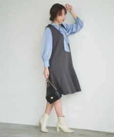 Feroux 【洗える】サテンボウタイ ブラウス