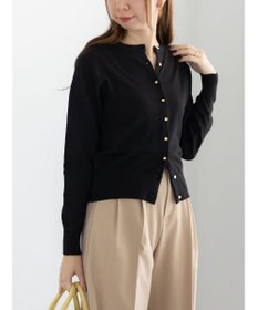 Te chichi メタルスクエア釦クルーネックカーディガン