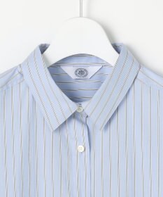 J.PRESS LADIES BEZコットンナイロン ストライプ シャツカラー ブラウス