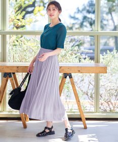 Tiaclasse L 【洗える/ウエストゴム】 ジョーゼットプリーツスカート