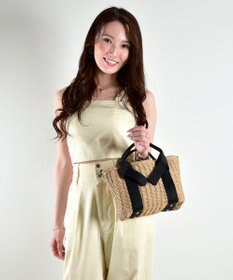 LA BAGAGERIE 【maison vert】 【ペーパー素材・多収納】リボンハンドル2WAYかごバッグ