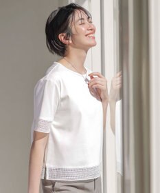 J.PRESS LADIES 【洗える】スムースジャージー レース カットソー