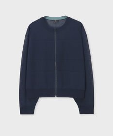 Paul Smith 【洗える】シアーボーダー ジップアップ カーディガン