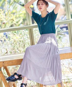 Tiaclasse L 【洗える/ウエストゴム】 ジョーゼットプリーツスカート