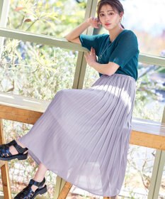 Tiaclasse L 【洗える/ウエストゴム】 ジョーゼットプリーツスカート