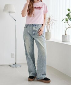 WEGO ペイントストレートデニムパンツ