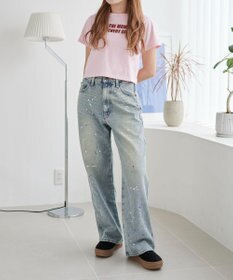 WEGO ペイントストレートデニムパンツ