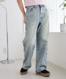 WEGO ペイントストレートデニムパンツ