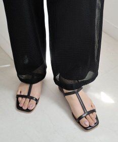 Pointer 日本製 本革ゴム仕様ストラップスクエアトゥサンダル