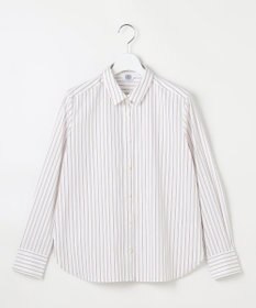 J.PRESS LADIES BEZコットンナイロン ストライプ シャツカラー ブラウス