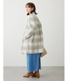 Green Parks コクーンシルエットチェックシャギーコート