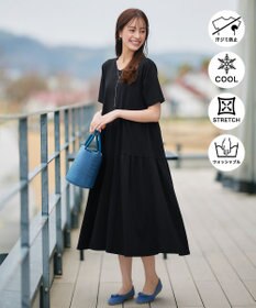 Tiaclasse 【小倉優子さん着用・洗える・接触冷感・汗ジミ防止】“サマさまカットソー”サイドティアードワンピース