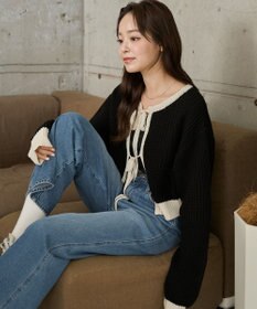 WEGO 【2024年秋冬新色カラー追加★】リボン2WAYカーデ