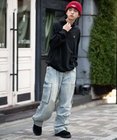 WEGO 【ユニセックス着用ITEM/SMLサイズ展開/裏起毛】ワンポイント刺繍プルパーカー