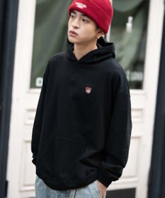 WEGO 【ユニセックス着用ITEM/SMLサイズ展開/裏起毛】ワンポイント刺繍プルパーカー