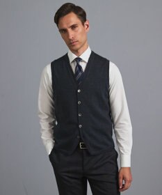 GOTAIRIKU 体温調整に【洗える/チクチクしにくい/ピリングしにくい】イタリア糸 ハイゲージ ベスト_WOOL100%