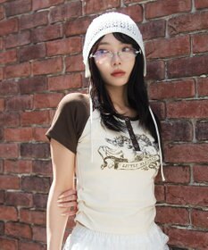 WEGO グラフィックラグランヘンリーネックT