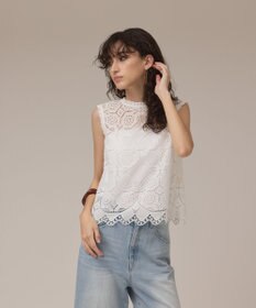 GRACE CONTINENTAL サークルレースノースリーブトップ
