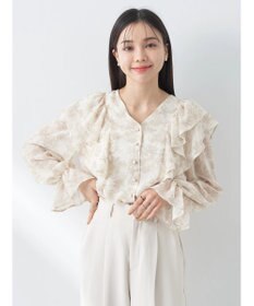 earth music&ecology 花柄ラッフルブラウス