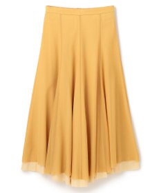 BEIGE， PINE / ウールレイヤードフレアスカート