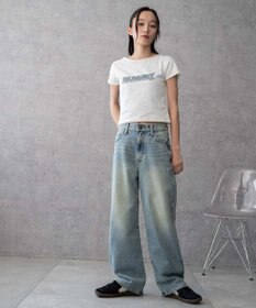 WEGO 【新色追加/美脚/XSSMLサイズ展開】ストレートデニムパンツ