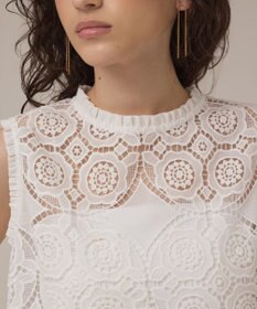 GRACE CONTINENTAL サークルレースノースリーブトップ