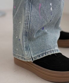 WEGO ペイントストレートデニムパンツ