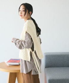 CRAFT STANDARD BOUTIQUE 洗える/2WAYケーブルニットリボンベスト