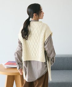 CRAFT STANDARD BOUTIQUE 洗える/2WAYケーブルニットリボンベスト