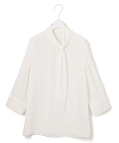 ICB 【接触冷感・UVケア・速乾・洗える】BackSatinAmunzen ボウタイブラウス