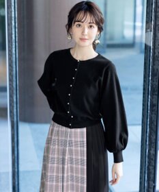 Tiaclasse 【洗える】パールボタンニットカーデ