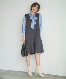 Feroux 【洗える】サテンボウタイ ブラウス