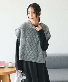 CRAFT STANDARD BOUTIQUE 洗える/2WAYケーブルニットリボンベスト