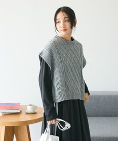 CRAFT STANDARD BOUTIQUE 洗える/2WAYケーブルニットリボンベスト