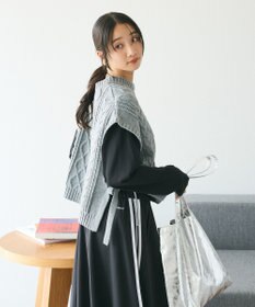 CRAFT STANDARD BOUTIQUE 洗える/2WAYケーブルニットリボンベスト