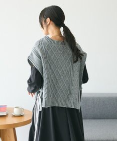 CRAFT STANDARD BOUTIQUE 洗える/2WAYケーブルニットリボンベスト