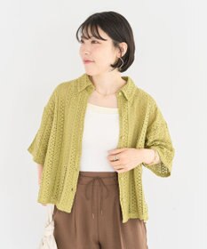 Green Parks インド綿 　衿付きレースシャツ